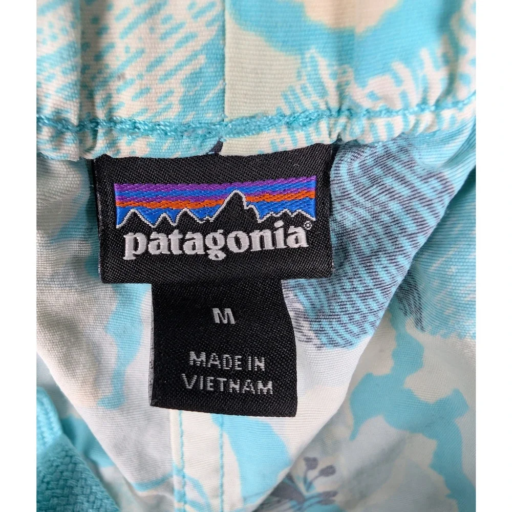 Patagonia Floral Athletic Shorts in Aqua, White, Tan